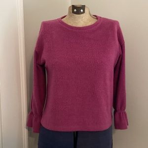 Hayden Purple Ruffle Sleeves Fleece Casual Sweater/Top
